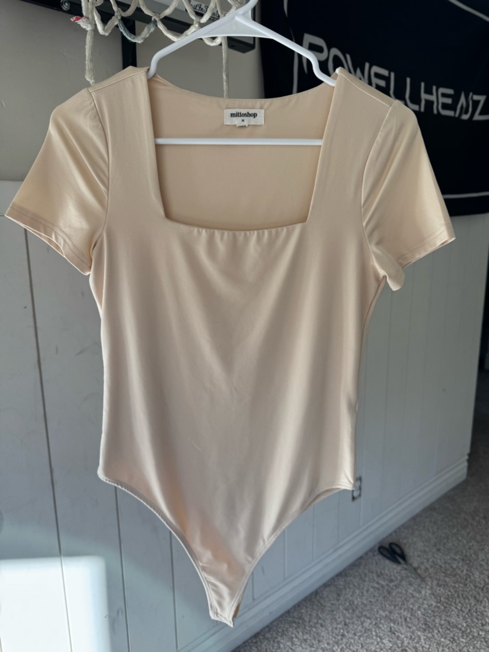 mittoshop Cream Square Neck Short Sleeve Bodysuit